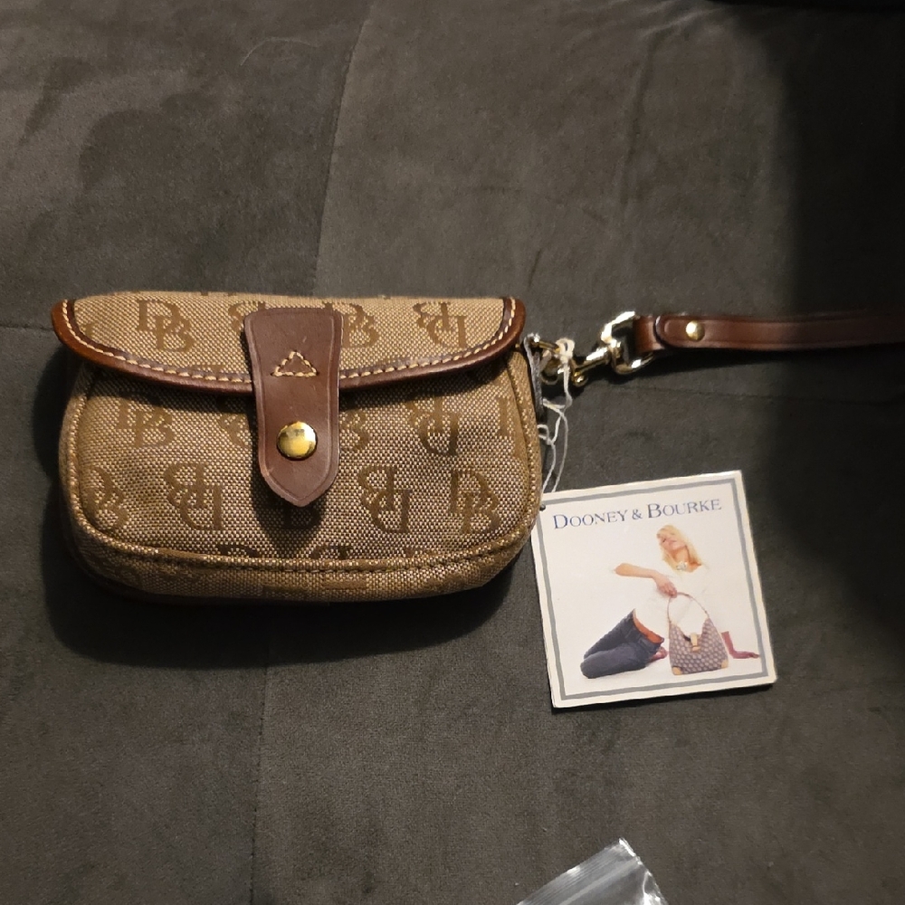 Dooney & Bourke Brown Logo Wristlet Clutch